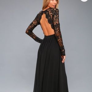 Awaken My Love Black Long Sleeve Lace Maxi Dress